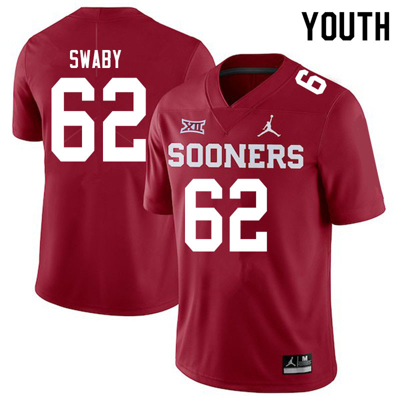 Youth #62 David Swaby Oklahoma Sooners Jordan Brand College Football Jerseys Sale-Crimson
